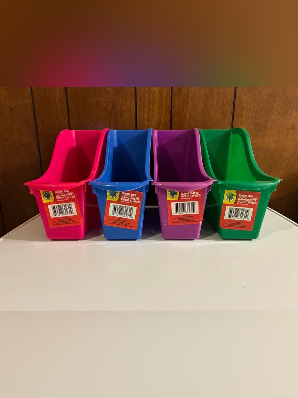 Colorful Kids Book Bins - Pink, Blue, Purple, Green (Set of 4)